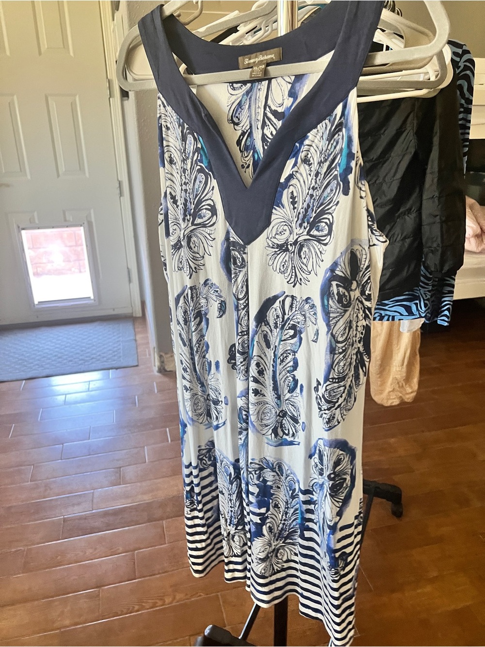 Tommy Bahama Navy and White Printed Maxi Dress